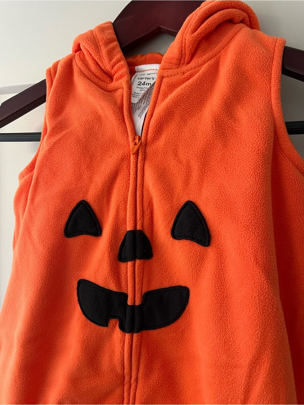 Carter’s 24M Pumpkin Halloween Fleece Costume Vest - Picture 3 of 4